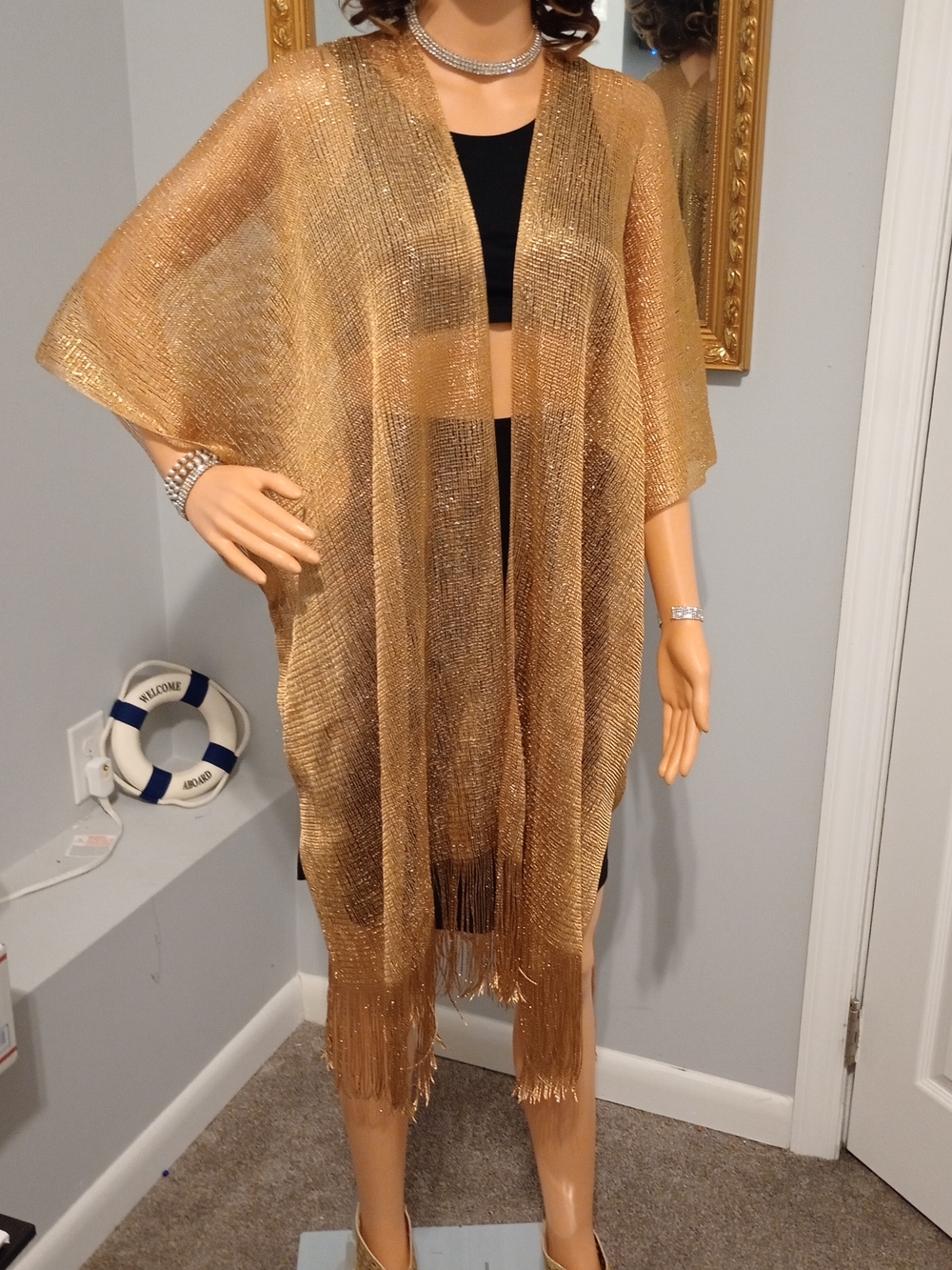 Spring Summer Stunning Golden Thread Fringe Duster NEW